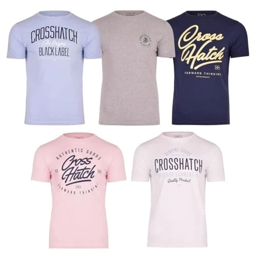 Mens 5 Pack T-Shirts Assorted Variety Multipack Logo Tees Designer Branded Crew Neck Short Sleeve Su