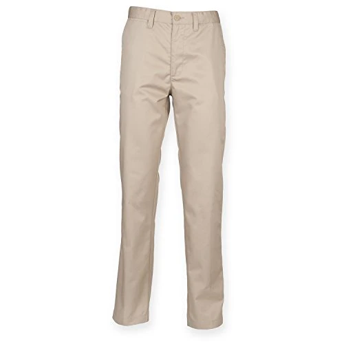 Mens 65/35 Flat Fronted Chino Trousers (30L) (Stone)