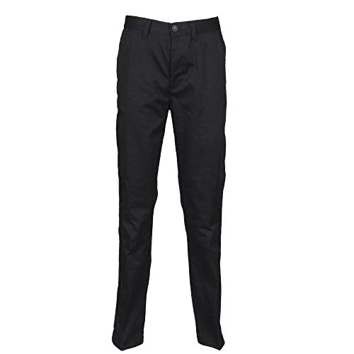 Mens 65/35 Flat Fronted Chino Trousers (40R) (Black)