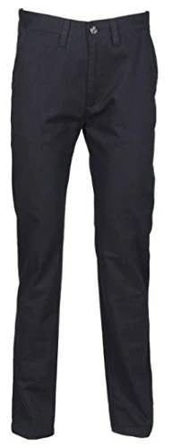 Men's 65/35 Flat Fronted Chino Trousers Navy 34/L