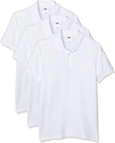 Men's 65/35 Polo Shirt Pack of 3, White, XX-Large