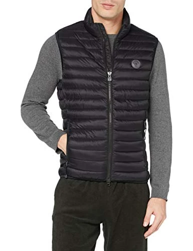 Men's 72052 Lightweight Vest with Stand-up Collar, Black, XS