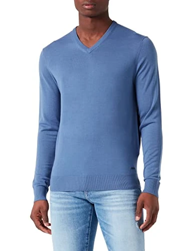 Men's 7300-35530 V-neck jumper, Blue-grey-330, XXL