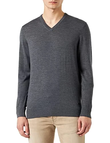 Men's 7300-95530 V-Neck Jumper, Dark grey-260, XXXL