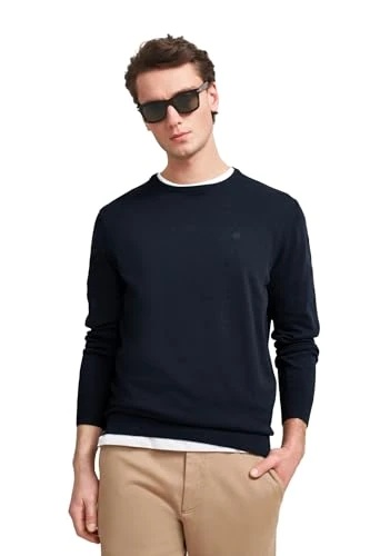 Men's 7400-95510 Crew Neck Jumper, Marine-390, L