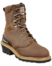 Men's 8" Waterproof Composite Toe Leather Logger Boot CML8360, Crazy Horse Brown, 9.5 W US