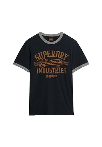 Men's ac Ringer Workwear Graphic tee c1-Printed t Shirt (Medium), Navy Blue Eclipse Grey Athletic Heather, XXL