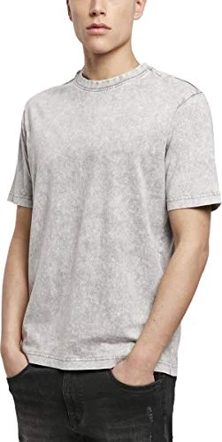 Men's Acid Washed Tee T-Shirt, Grey Black, XXXX-Large