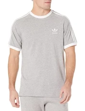 Men's Adicolor Classics Stripes T hirt, Medium Grey Heather, Large