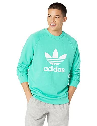 Men's Adicolor Classics Trefoil Crewneck Sweatshirt, Green/White, Medium