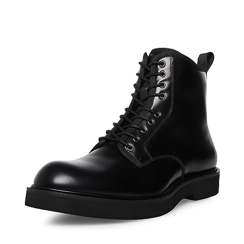 Men's Adryan Combat Boot, Black Leather, 6.5 UK