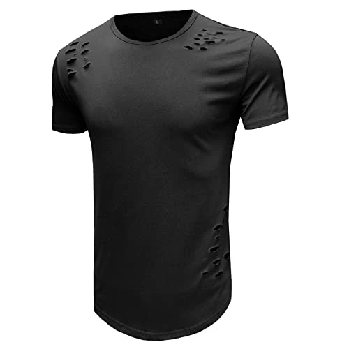 Men's Adult Short Sleeve Pocket Tee Fitted 3D Polo Shirts for Men Cool Henley t Shirts for Men Tropical Work t Shirts for Men New Year Stretch top Men's T-Shirts Black