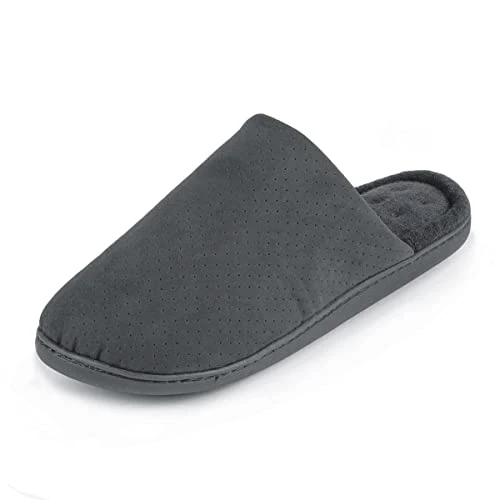 Mens Airtex Suedette Mule Slippers Grey