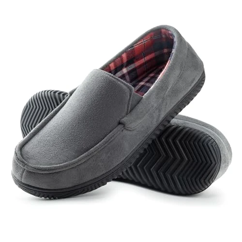 Men's Alexander Flannel Lined Loafer Slipper, Size 9 UK Men, Charcoal