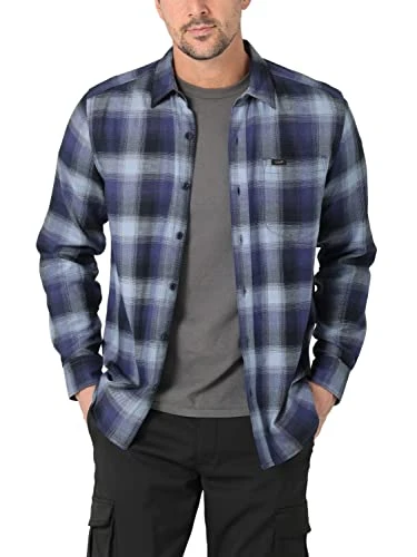 Men's All Purpose Classic Fit Long Sve Shirt Button, Dreamy Blue Plaid, 38/40