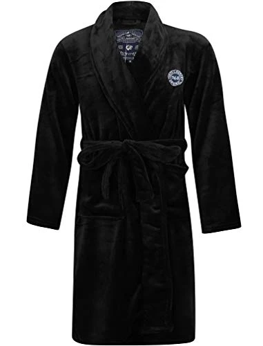 Men's Alps Fleece Dressing Gown - Black - L