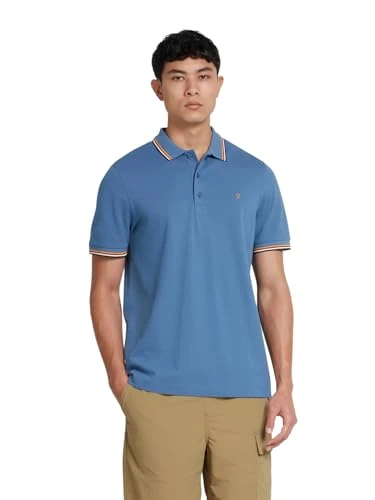 Mens 'Alvin' Tipped Pique Polo Shirt Regular Fit (Sheaf Blue) L