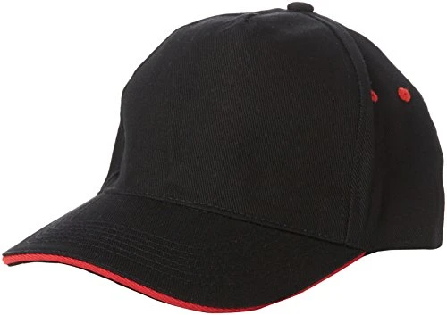 Men's Amston 5 Panel Cap With Sandwhich Peak Baseball Cap, Red (Black/Classic Red), One Size (Manufacturer Size:Single Size)