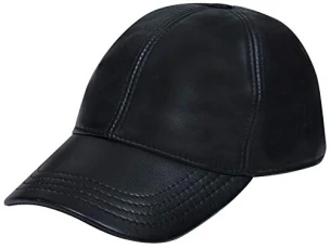 Men's and Women's Real Nappa Leather Black Adjustable Golf Snapback Plain Baseball Cap