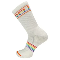 Men's and Women's Zoned Lightweight Cushion Wool Hiking Crew Socks-1 Pair Pack-Breathable Unisex Arch Support, White Rainbow, M-L Men's and Women's Zoned Lightweight Cushion Wool Hiking Crew Socks-1 Pair Pack-Breathable Unisex Arch Support, White Rainbow, M-L