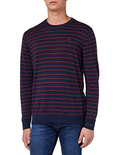 Men's Andre Stripes Long Sleeves Knits, 286BURNT RED, M