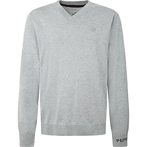 Men's Andre V Neck Pullover Sweater, Grey (Grey Marl), M