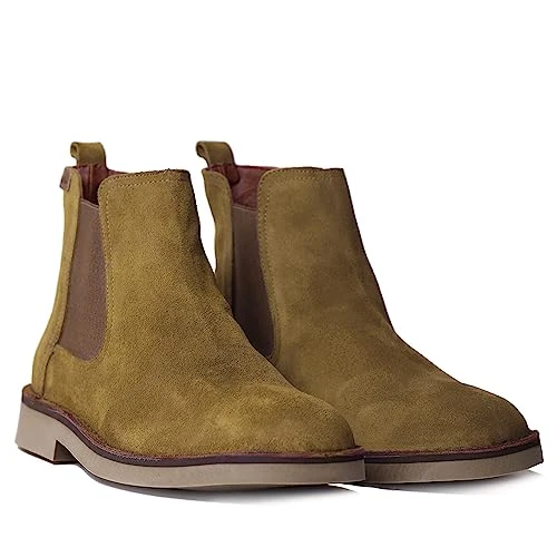 Men's Ankle Boot Made of Suede - JAN-SY Olive, 45 EU - 11 UK