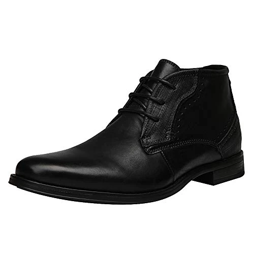 Men's Ankle High Round Toe Popular Leather Chukka Boots SN01745(Black_d,9 UK)