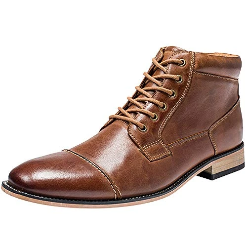 Men's Ankle Round Toe Zip Lace-ups Smart Business Chukka Boots SN01811(Brown,10 UK)