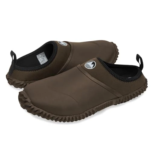 Men’s Appleby Backless Gardening Clogs with Neoprene Lining & Memory Foam Insole - Brown - 8 UK