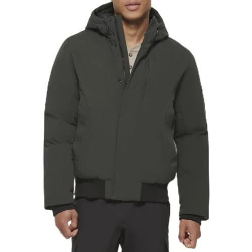 Men's Arctic Cloth Hooded Bomber Jacket Coat, Olive, XL