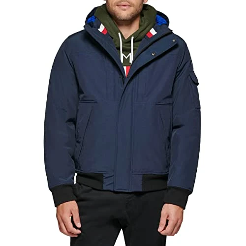 Men's Arctic Cloth Hooded Utility Bomber, Navy, Xx-large, XXL