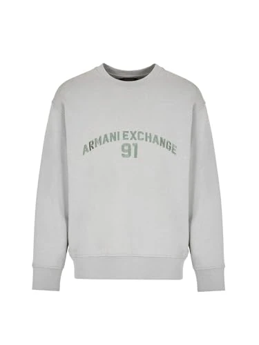 Men's Armani 91 Logo Crewneck Sweatshirt, Light Grey, L