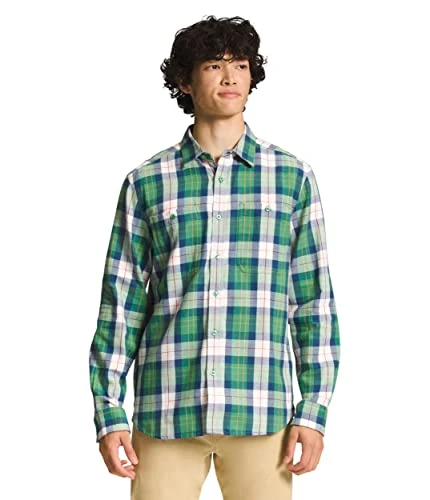 Men's Arroyo Long Sleeve Flannel Button-Down Shirt, Deep Grass Green Medium Icon Plaid 2, S