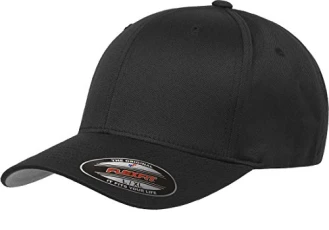 Men's Athletic Baseball Fitted Cap, Black, L-XL