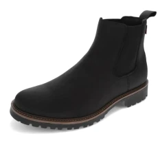 Mens Austin Distressed Vegan Leather Pull-On Rugged Chelsea Boot, Black, 9 UK