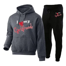 Men's Autumn and Winter Fashion Casual Letter Pattern Print with Pocket Velvet Hoodie Trousers Two Piece Pyjama Men's Fleece, darkgray, XXXL Men's Autumn and Winter Fashion Casual Letter Pattern Print with Pocket Velvet Hoodie Trousers Two Piece Pyjama Men's Fleece, darkgray, XXXL