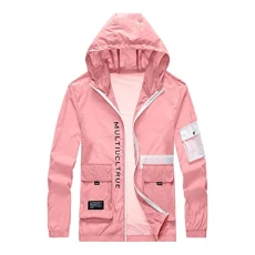 Men's Autumn and Winter Thin Long Sleeve Zip Coat Beauty Hood Multi-Pocket Plain Lacquer Jacket Men's Outdoor Jackets For Men Outdoor Jacket, pink, XXXXL Men's Autumn and Winter Thin Long Sleeve Zip Coat Beauty Hood Multi-Pocket Plain Lacquer Jacket Men's Outdoor Jackets For Men Outdoor Jacket, pink, XXXXL