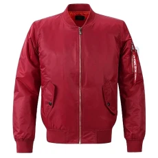 Mens Autumn Bomber Jackets Casual Lightweight Windbreaker Sports Jacket Cargo Outwear Jacket for Men UK Red