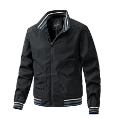 Men's Autumn Bomber Jackets Casual Lightweight Windbreaker Sports Jacket Cargo Outwear Jacket UK Mens Trench Coats Black