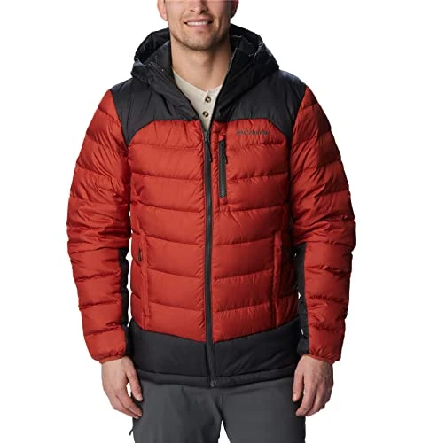 Men's Autumn Park Down Hooded Puffer Jacket, Warp Red, Shark, XL