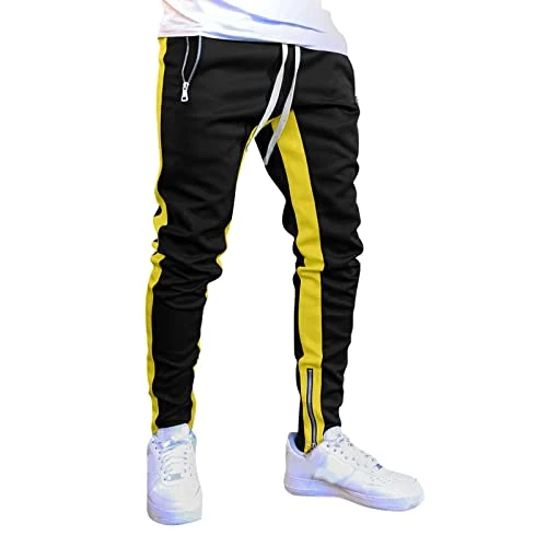 Men's Autumn Winter Leisure Outdoor Sports Jogging Fit Colour Foot Mouth Zip Trousers Cargo Jogging 