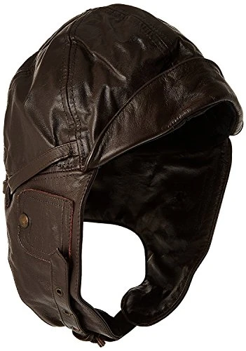 Men's aviator leather hat, Men, 12425009-904, brown, L