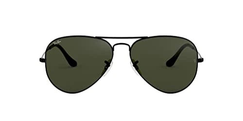 Mens Aviator Sunglasses, Black (Frame: Black L2823, Lenses: Gray Green), 58 mm UK