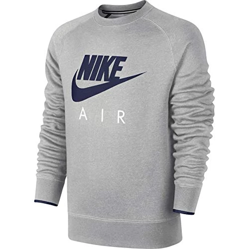 Men's Aw77 Flc Crew-Air Heritag Long Sleeve Top - Dark Grey Heather/Obsidian, X-Large