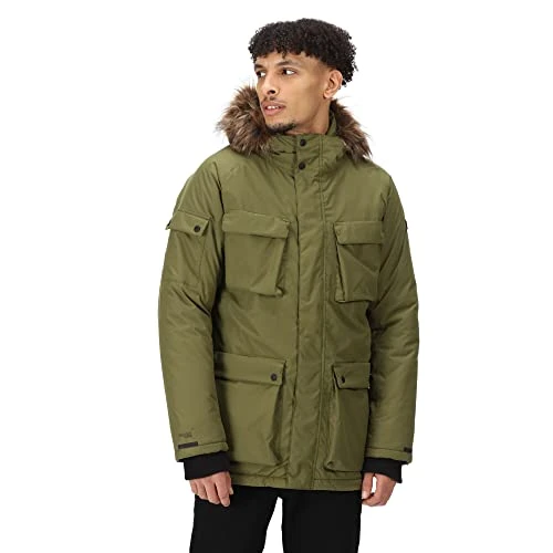 Mens Aziel Waterproof and Breathable Parka with down touch insulation, hood and multipocket