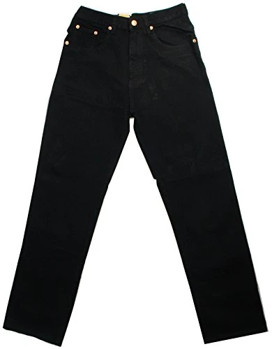 MENS AZTEC HEAVY DUTY REGULAR FIT 100% COTTON 5 POCKET JEAN WITH ZIP FLY COLOUR BLACK Waist 36'' Short (29'')