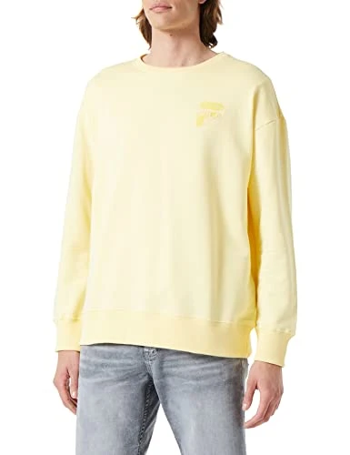 Men's Baben Oversized Crew Neck Sweatshirt, Yellow (Pale Banana), XS