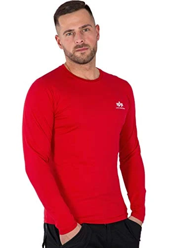 Men's Back Print Heavy Long Sleeve T-Shirt, Speed Red, 3 XL