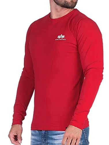 Men's Back Print Heavy Long Sleeve T-Shirt, Speed Red, XL